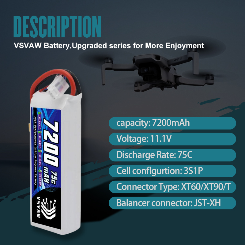 VSVAW 3S Lipo Pil 11.1V 7200ma - Drone Rc Truck incelemesi ve fiyatı