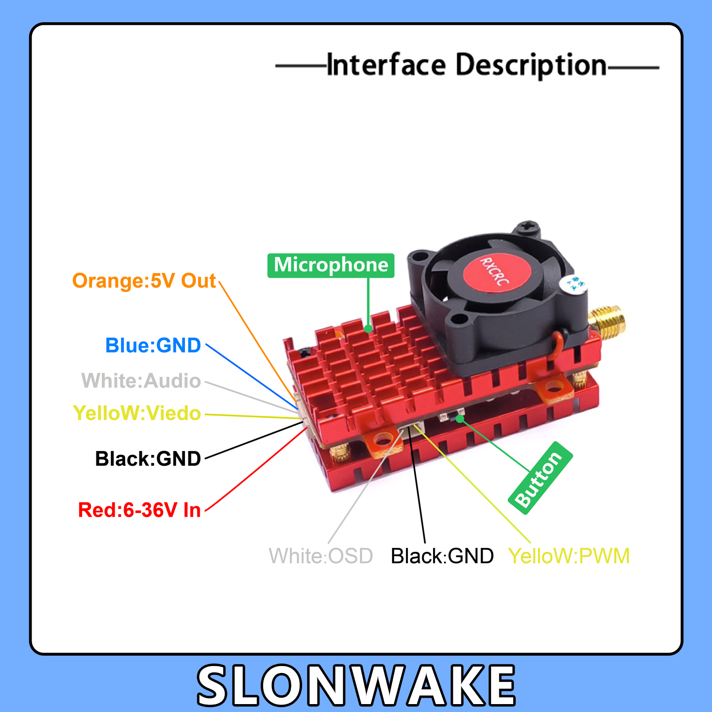 SLONWAKE 5.8G 2W VTX FPV 1800T - Drone Rc Harness incelemesi ve fiyatı